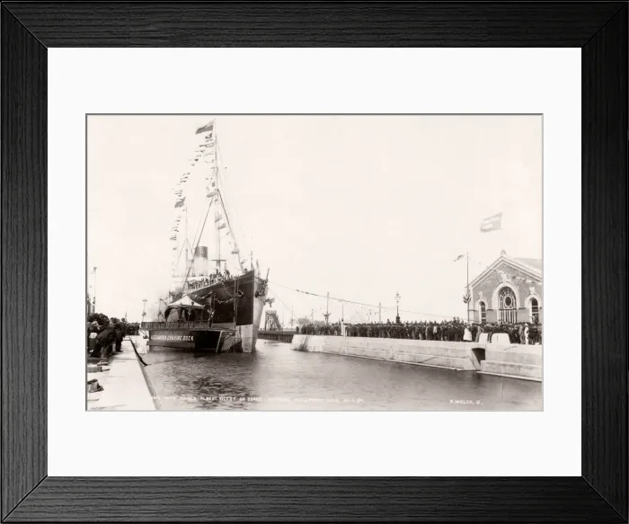 Framed Print : 1889 photograph - RMS Teutonic - from an album of images relating to the launch of Framed Print : 1889 photograph - RMS Teutonic - from an album of images relating to the launch of