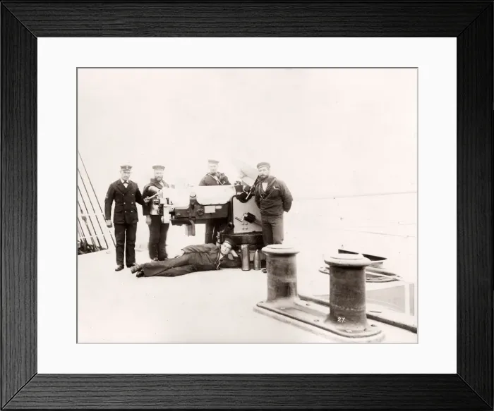Framed Print : 1889 photograph - RMS Teutonic - from an album of images relating to the launch of Framed Print : 1889 photograph - RMS Teutonic - from an album of images relating to the launch of