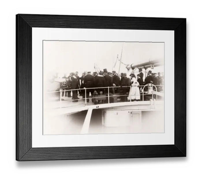 Framed Print : 1889 photograph - RMS Teutonic - from an album of images relating to the launch of Framed Print : 1889 photograph - RMS Teutonic - from an album of images relating to the launch of