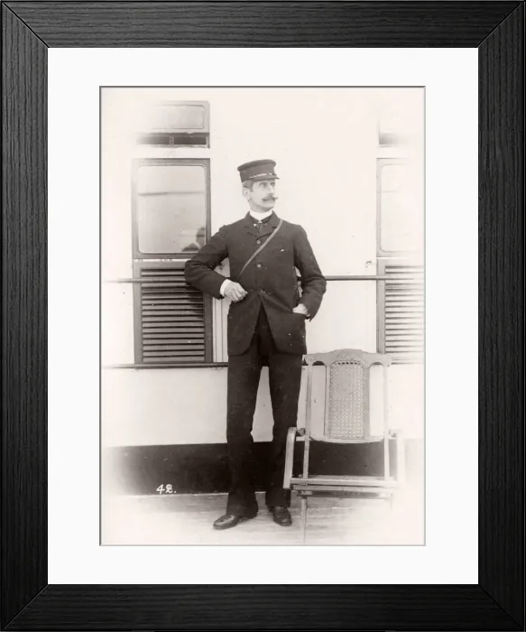 Framed Print : 1889 photograph - RMS Teutonic - from an album of images relating to the launch of Framed Print : 1889 photograph - RMS Teutonic - from an album of images relating to the launch of