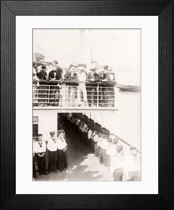 Framed Print : 1889 photograph - RMS Teutonic - from an album of images relating to the launch of