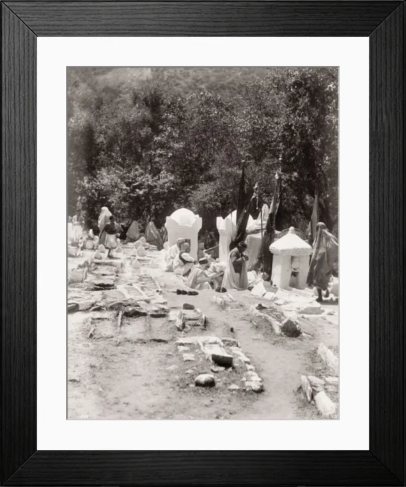 Framed Print : Vintage 19th century photograph: religious ceremony in a Muslim cemetery, Blida, Algeria Framed Print : Vintage 19th century photograph: religious ceremony in a Muslim cemetery, Blida, Algeria