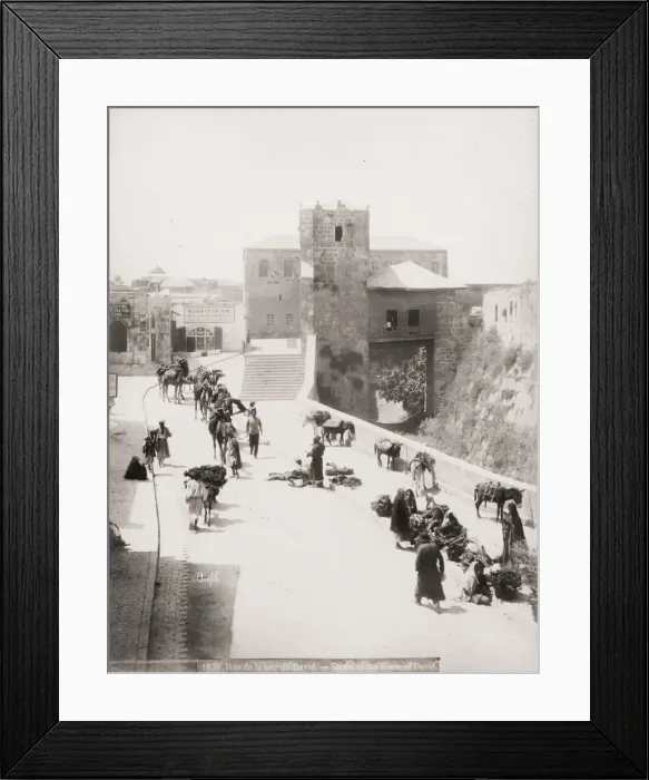 Framed Print : Vintage 19th century photograph: street of the Tower of David, Jerusalem, Holy Land Framed Print : Vintage 19th century photograph: street of the Tower of David, Jerusalem, Holy Land