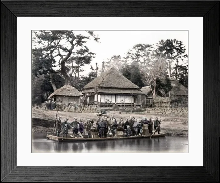 Framed Print : Japan river ferry boat, c. 1870 Framed Print : Japan river ferry boat, c. 1870