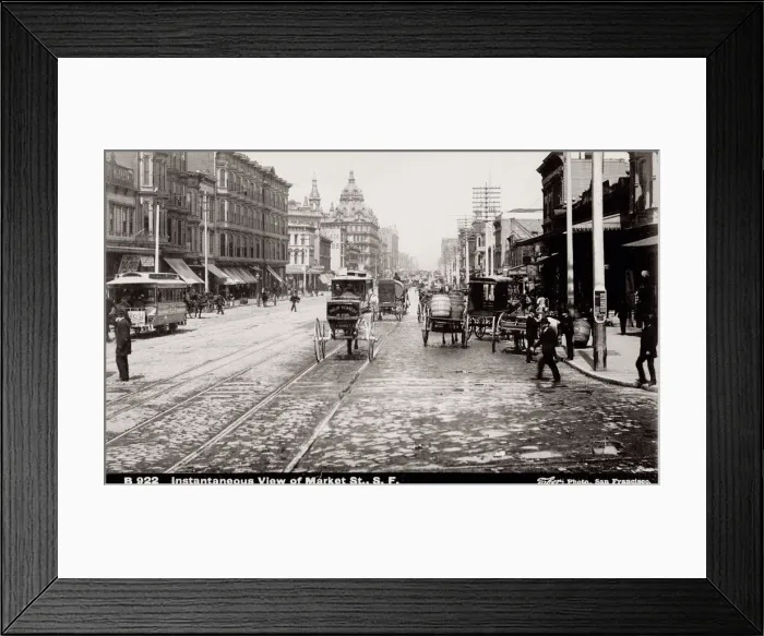 Framed Print : Vintage 19th century photograph: view of Market Street, California, Taber studio photo Framed Print : Vintage 19th century photograph: view of Market Street, California, Taber studio photo
