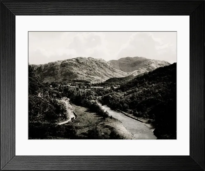 Framed Print : Vintage 19th century photograph: river and mountain view Borrowdale Valley, Lake District Framed Print : Vintage 19th century photograph: river and mountain view Borrowdale Valley, Lake District