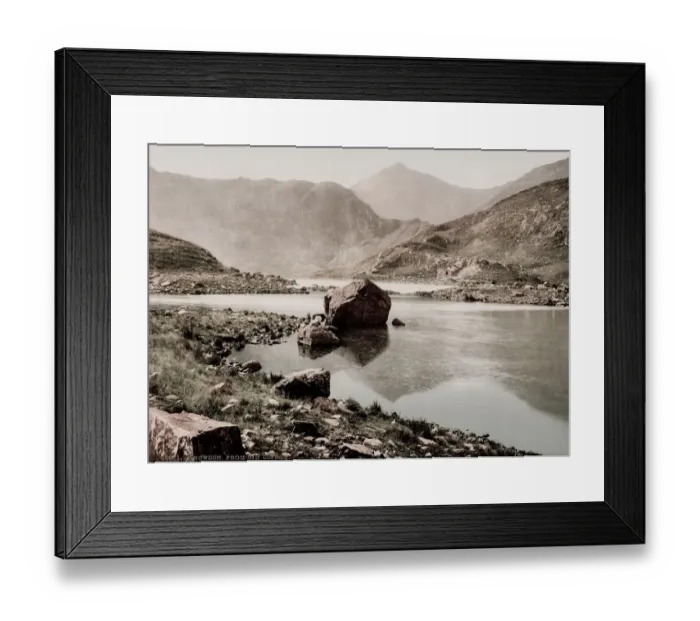 Framed Print : Vintage 19th century / 1900 photograph: view of Snowdon, mountain in Snowdonia Framed Print : Vintage 19th century / 1900 photograph: view of Snowdon, mountain in Snowdonia