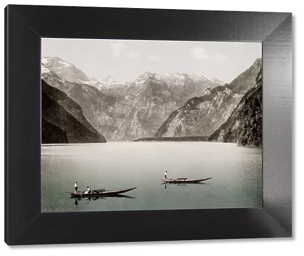 Vintage 19th century  /  1900 photograph: The Konigssee, a natural lake in the extreme