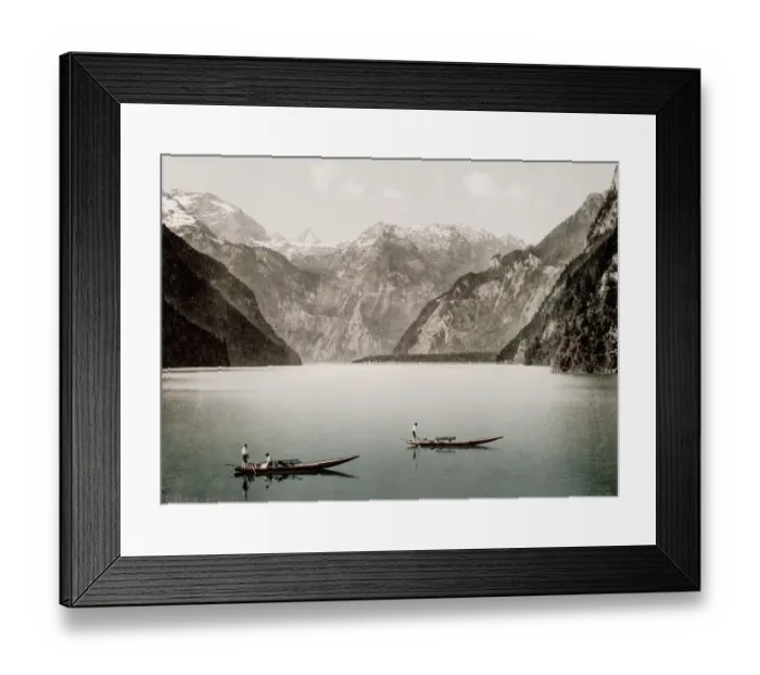 Framed Print : Vintage 19th century / 1900 photograph: The Konigssee, a natural lake in the extreme Framed Print : Vintage 19th century / 1900 photograph: The Konigssee, a natural lake in the extreme