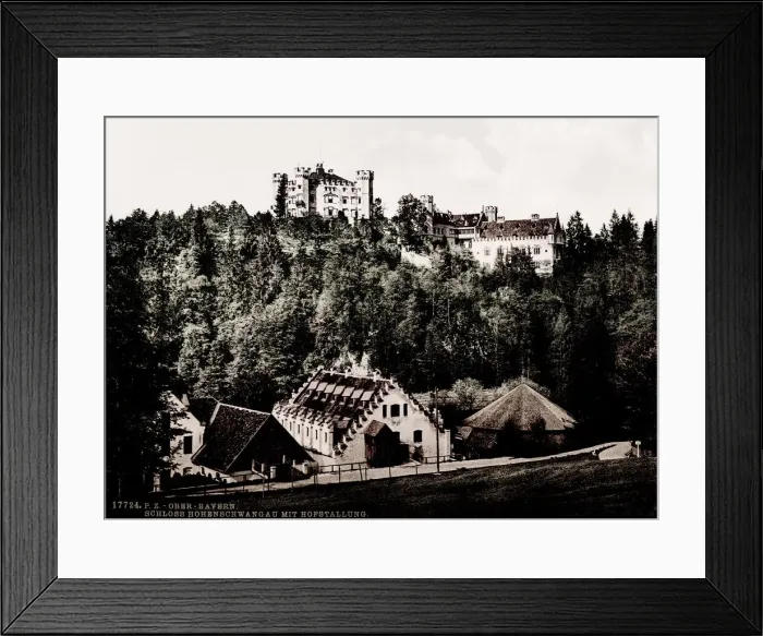 Framed Print : Vintage 19th century / 1900 photograph: Hohenschwangau Castle Framed Print : Vintage 19th century / 1900 photograph: Hohenschwangau Castle