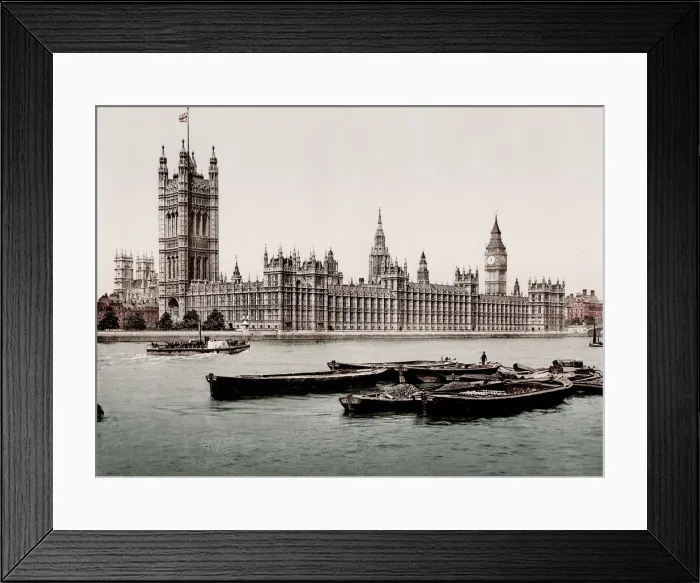 Framed Print : Vintage 19th century / 1900 photograph: Palace of Westminster, Houses of Parliament Framed Print : Vintage 19th century / 1900 photograph: Palace of Westminster, Houses of Parliament