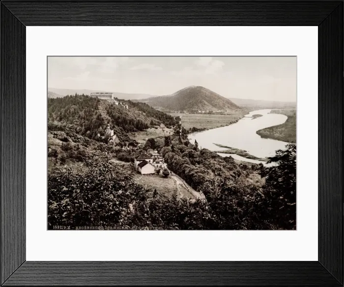 Framed Print : Vintage 19th century / 1900 photograph: Regensburg Germany, the Walhalla, and Donauthal Framed Print : Vintage 19th century / 1900 photograph: Regensburg Germany, the Walhalla, and Donauthal