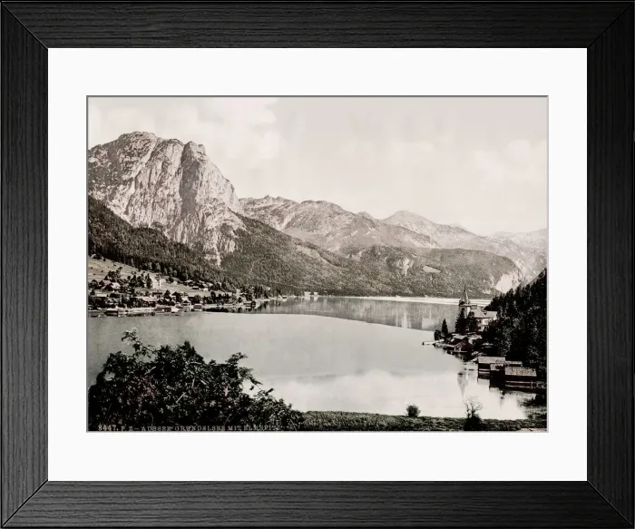 Framed Print : Vintage 19th century / 1900 photograph: Grundlsee, a municipality in the Liezen District Framed Print : Vintage 19th century / 1900 photograph: Grundlsee, a municipality in the Liezen District