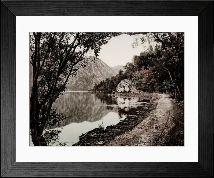 Framed Print : Vintage 19th century / 1900 photograph: Path along Loch Katrine Framed Print : Vintage 19th century / 1900 photograph: Path along Loch Katrine