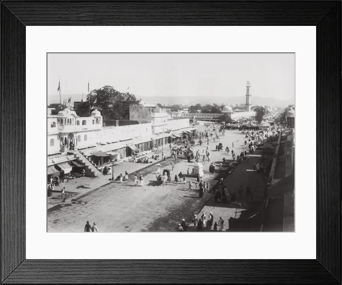Framed Print : Late 19th century photograph: Street scene, Jaipur, Jeypore, India Framed Print : Late 19th century photograph: Street scene, Jaipur, Jeypore, India