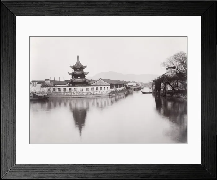 Framed Print : Late 19th century photograph: Hwai river, now Huai River, creek, China Framed Print : Late 19th century photograph: Hwai river, now Huai River, creek, China