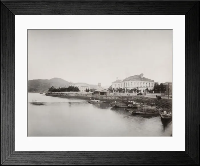 Framed Print : Late 19th century photograph: Foreign settlement, Dejima, Nagasaki, Japan Framed Print : Late 19th century photograph: Foreign settlement, Dejima, Nagasaki, Japan