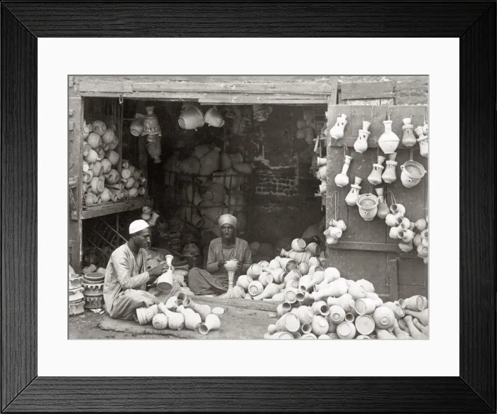 Framed Print : Pottery store, Egypt, c. 1880 s Framed Print : Pottery store, Egypt, c. 1880 s
