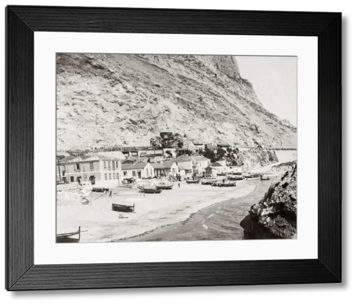 Framed Print : Fishing boats, Catalan Bay Gibraltar, c. 1890 Framed Print : Fishing boats, Catalan Bay Gibraltar, c. 1890