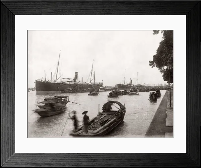 Framed Print : Steamers and small boats, Canton, China, c. 1880 s Framed Print : Steamers and small boats, Canton, China, c. 1880 s