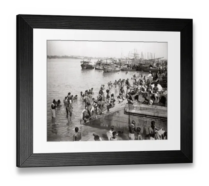 Framed Print : c. 1880s India - bathing ghat at Calcutta Kolkata Framed Print : c. 1880s India - bathing ghat at Calcutta Kolkata