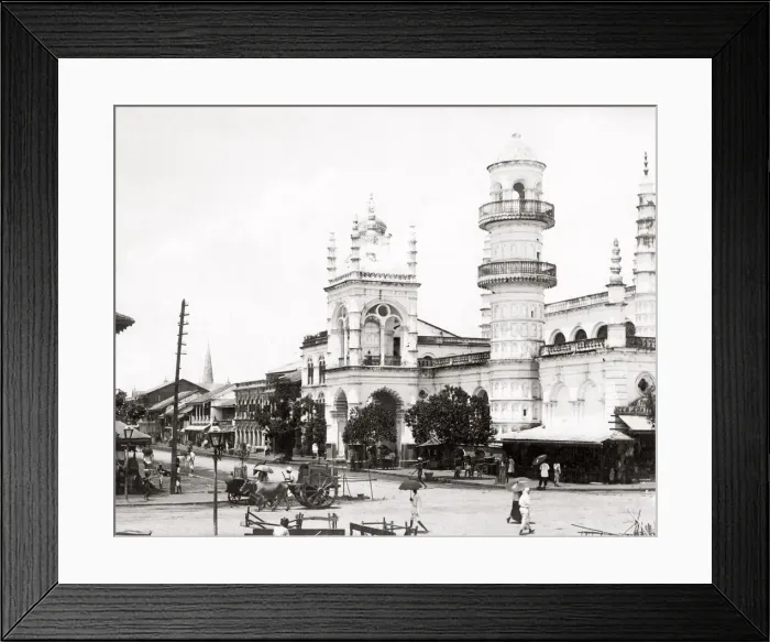 Framed Print : c. 1890s - street view in India - possibly Hyderabad