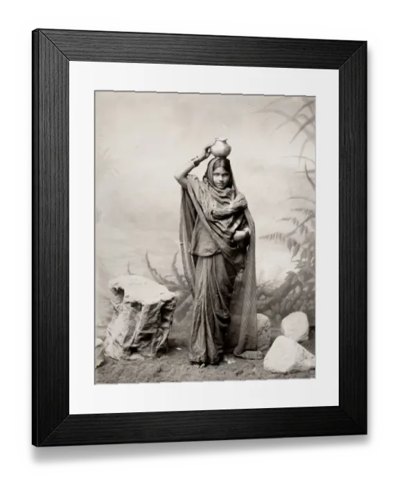 Framed Print : Vintage late 19th century photograph: Village girl, India Framed Print : Vintage late 19th century photograph: Village girl, India