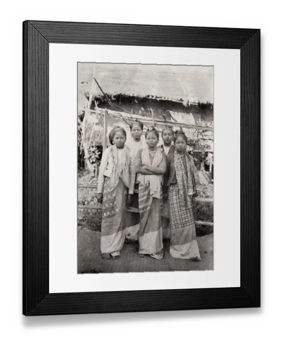 Framed Print : Vintage late 19th century photograph: Group of young Burmese women, Burma, Myanmar Framed Print : Vintage late 19th century photograph: Group of young Burmese women, Burma, Myanmar