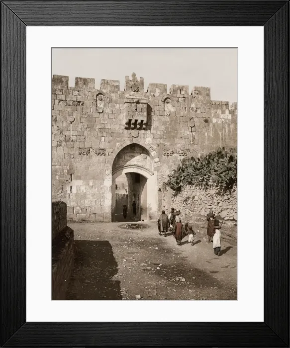 Framed Print : Vintage 19th century photograph: St. Stephens Gate, Lion Gate, Jerusalem, Palestine Framed Print : Vintage 19th century photograph: St. Stephens Gate, Lion Gate, Jerusalem, Palestine