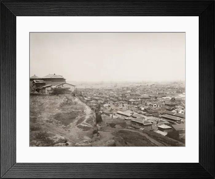 Framed Print : Vintage 19th century photograph: View of Yokohama and the bay, Japan Framed Print : Vintage 19th century photograph: View of Yokohama and the bay, Japan