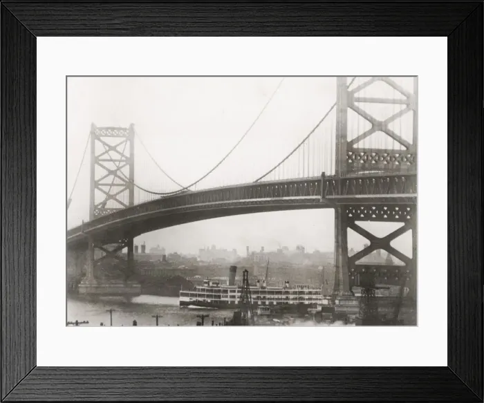Framed Print : Vintage early 20th century press photograph: Delaware River Bridge Framed Print : Vintage early 20th century press photograph: Delaware River Bridge