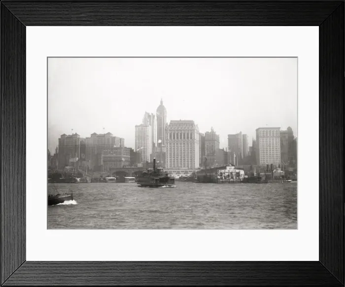 Framed Print : Vintage early 20th century press photograph: New York, Manhattan waterfront, 1920 s Framed Print : Vintage early 20th century press photograph: New York, Manhattan waterfront, 1920 s