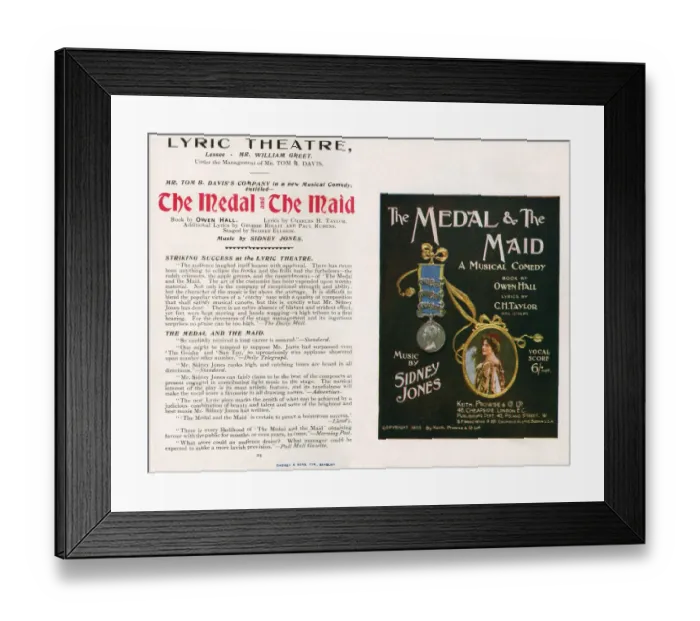 Framed Print : The Medal and the Maid, musical comedy at the Lyric Theatre, Tom B Daviss company Framed Print : The Medal and the Maid, musical comedy at the Lyric Theatre, Tom B Daviss company