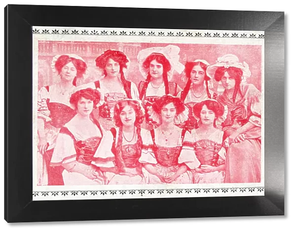 Cast of nine women in costume