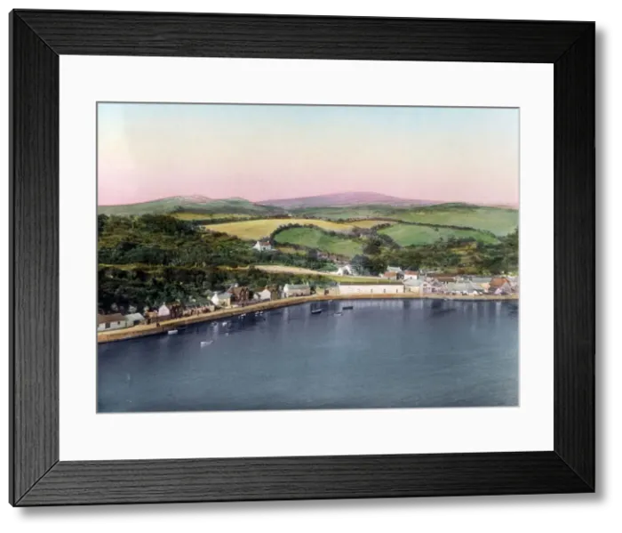 Framed Print : Aerial view of a coastal village, South Wales Framed Print : Aerial view of a coastal village, South Wales