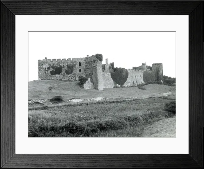 Framed Print : View of Manorbier Castle, near Tenby, South Wales Framed Print : View of Manorbier Castle, near Tenby, South Wales