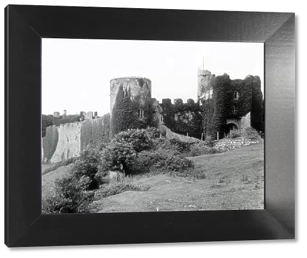 View of Manorbier Castle, near Tenby, South Wales