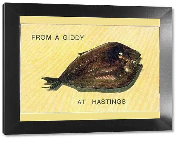 Comic postcard, From a giddy fish at Hastings Date: 20th century