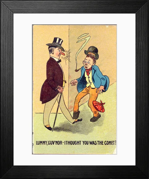 Framed Print : Comic postcard, Man with red nose - I thought you was the comet Framed Print : Comic postcard, Man with red nose - I thought you was the comet