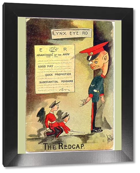 Comic postcard, Advantages of the army - The Redcap Date: early 20th century