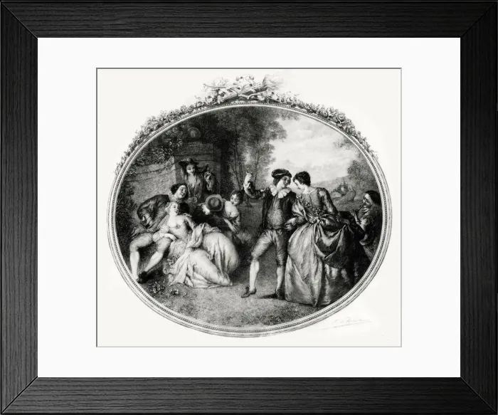 Framed Print : Amorous Youths, classical French engraving