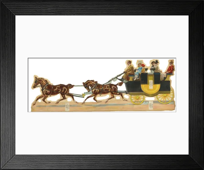 Framed Print : Victorian scrap, horse-drawn carriage Framed Print : Victorian scrap, horse-drawn carriage