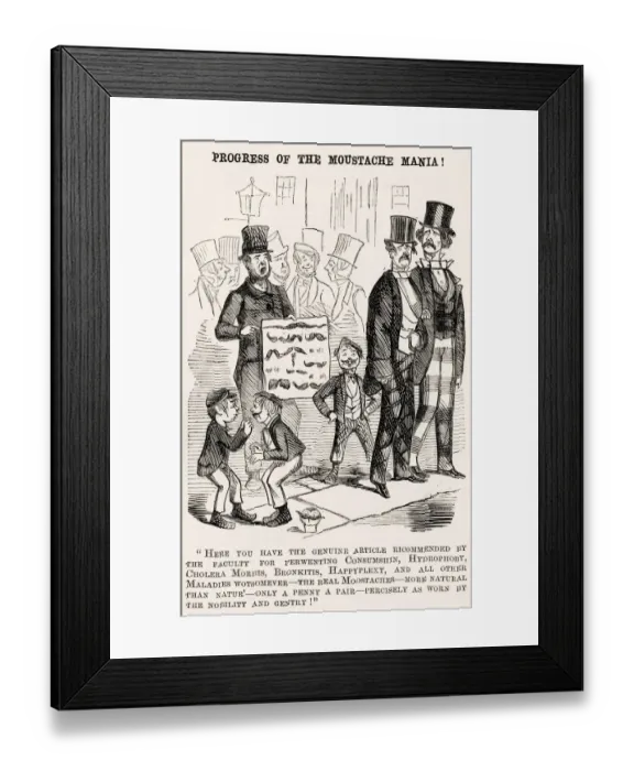 Framed Print : Progress of the moustache mania! A street seller does a good job hawking pairs of Framed Print : Progress of the moustache mania! A street seller does a good job hawking pairs of