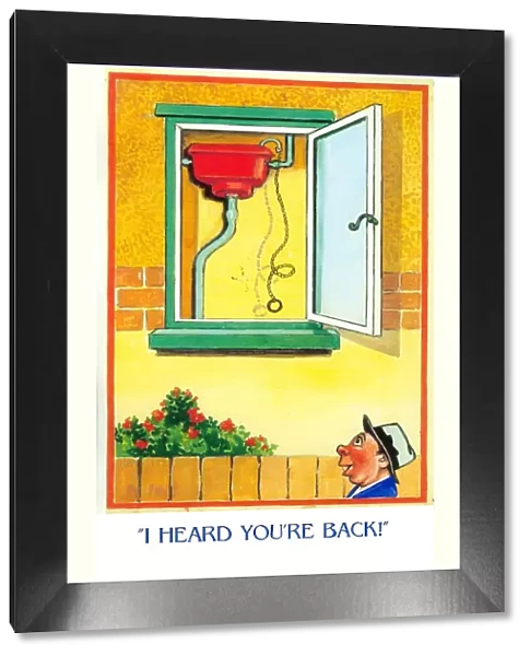 Comic postcard, I heard you re back! Date: 20th century