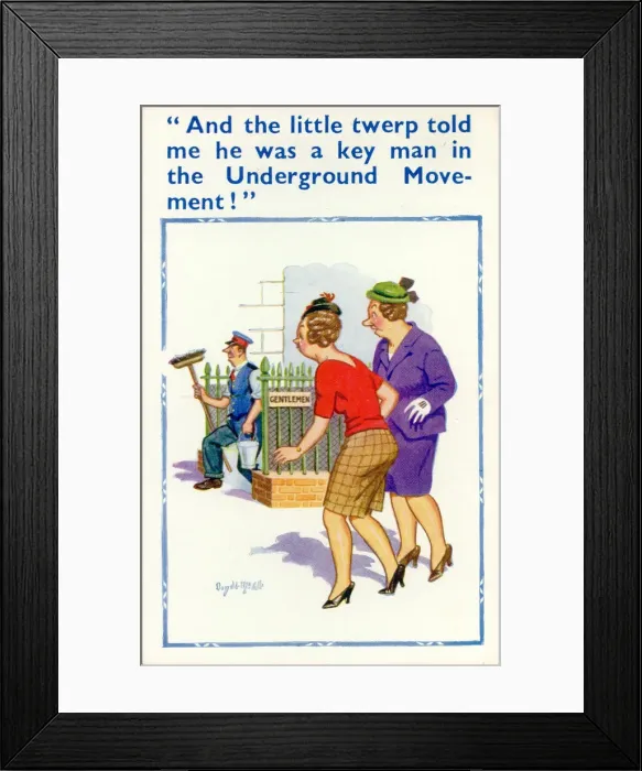 Framed Print : Comic postcard, Underground Movement Date: 20th century Framed Print : Comic postcard, Underground Movement Date: 20th century