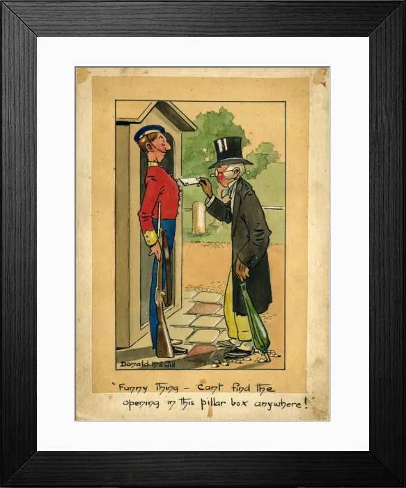 Framed Print : Comic postcard, Posting a letter in the wrong box Date: 20th century