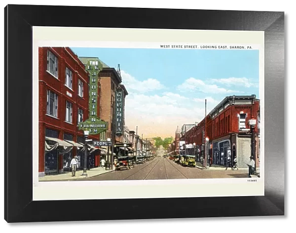 West State Street, Looking East, Sharon, Pennsylvania, USA. Date: circa 1920s