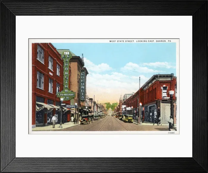 Framed Print : West State Street, Looking East, Sharon, Pennsylvania, USA. Date: circa 1920s Framed Print : West State Street, Looking East, Sharon, Pennsylvania, USA. Date: circa 1920s