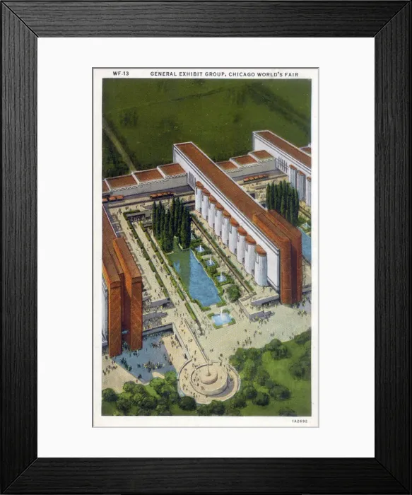 Framed Print : Chicagos World Fair - A Century of Progress - General Exhibits Group - Aerial view Framed Print : Chicagos World Fair - A Century of Progress - General Exhibits Group - Aerial view