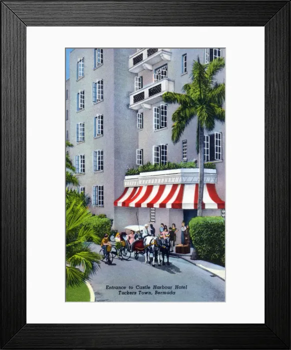 Framed Print : Entrance to Castle Harbour Hotel, Tuskers Town, Bermuda. Date: circa 1950s Framed Print : Entrance to Castle Harbour Hotel, Tuskers Town, Bermuda. Date: circa 1950s